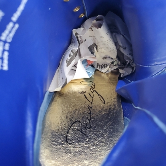 Privilege Shoes Women 6 Surrender  Royal Blue and Gold high heel Booties Boots - Picture 8 of 14